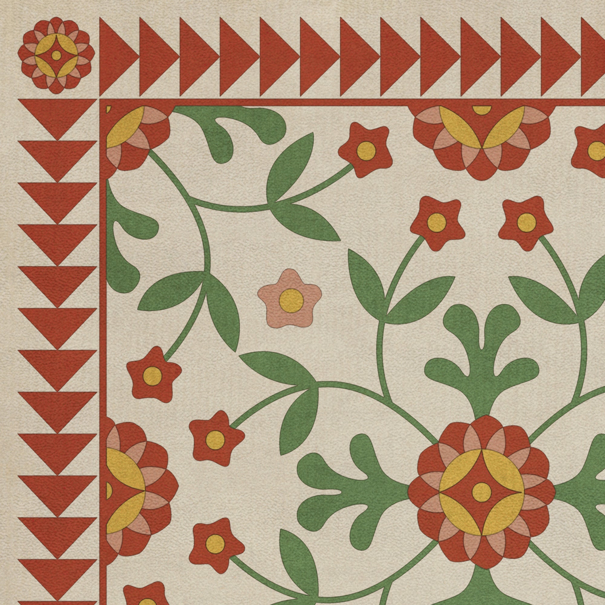 Folk Art Museum Whig Rose Contemplation Vinyl Floor Cloth