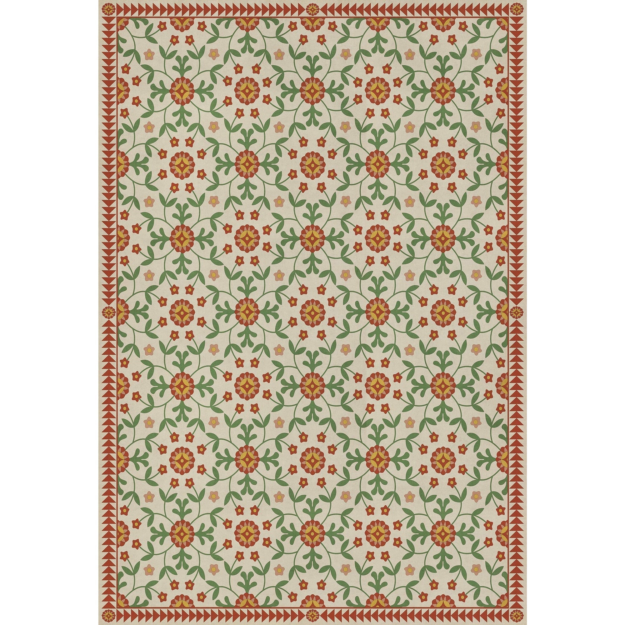 Folk Art Museum Whig Rose Contemplation Vinyl Floor Cloth