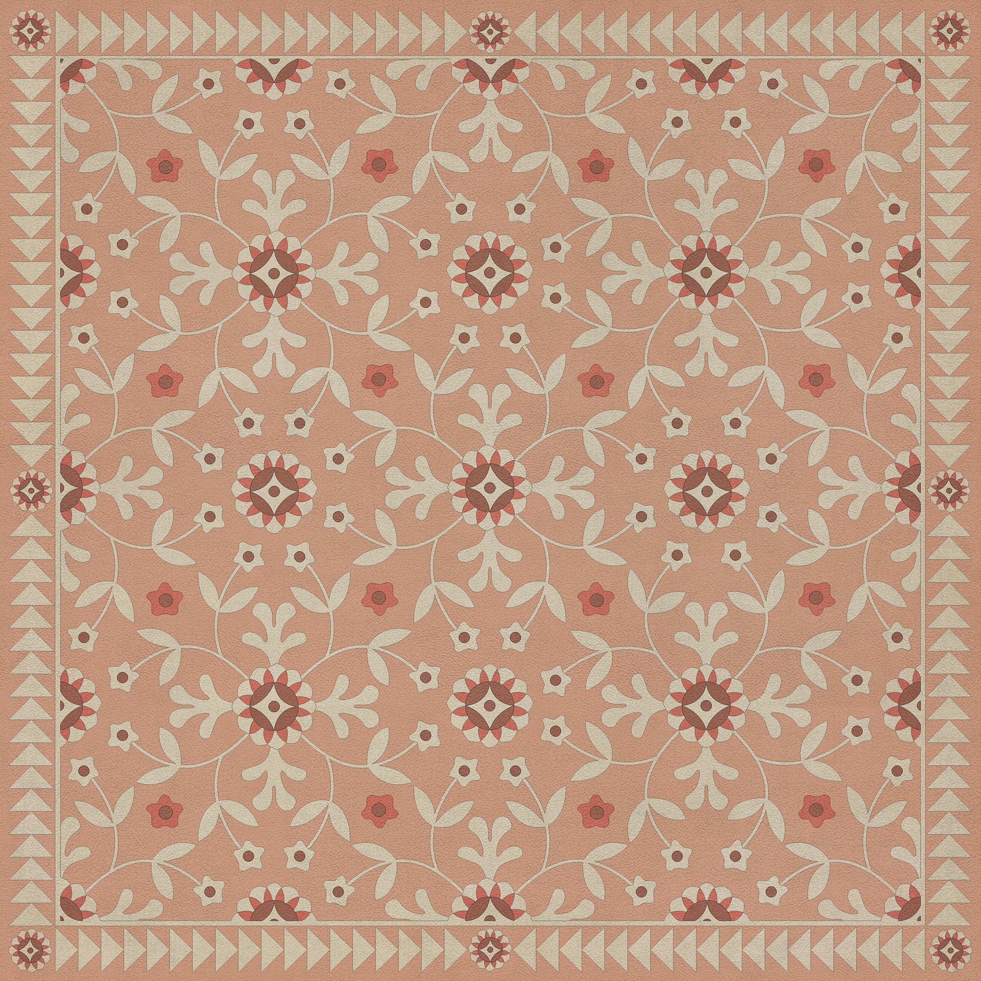 Folk Art Museum Whig Rose Cupid And Folly Vinyl Floor Cloth