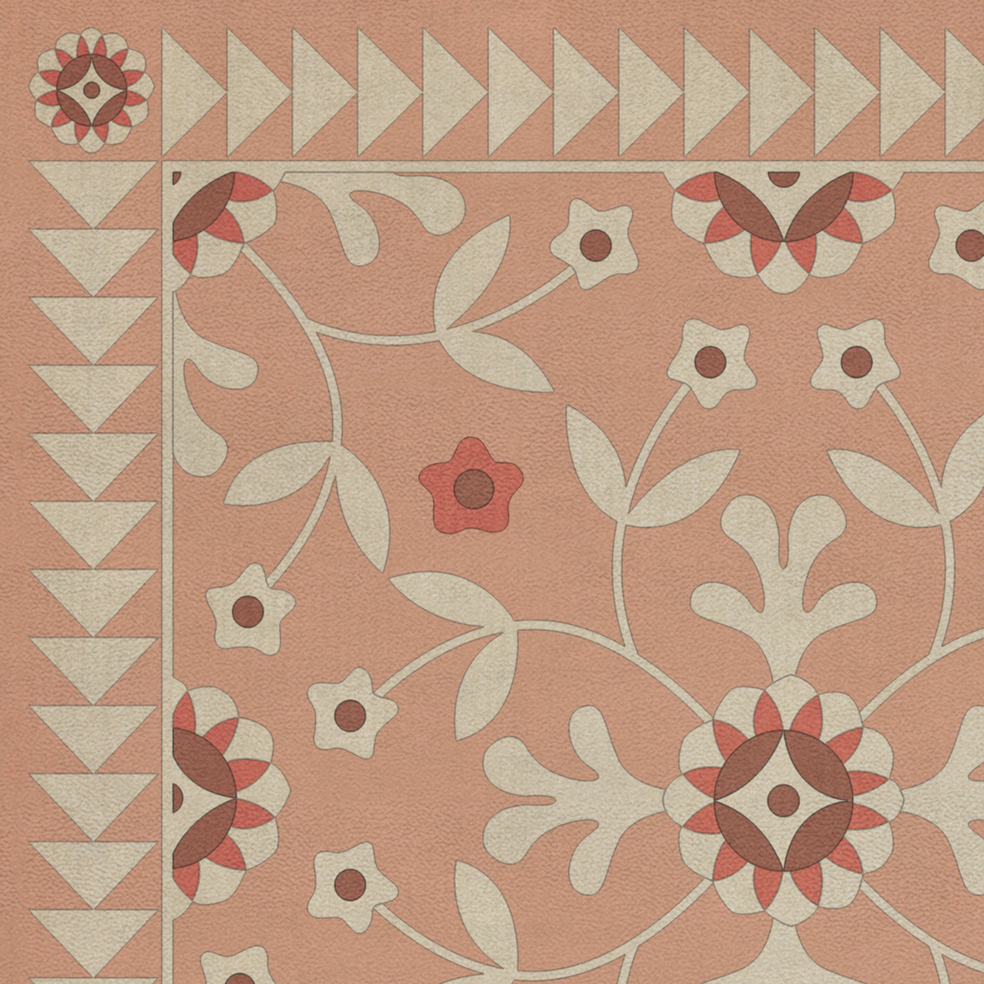 Folk Art Museum Whig Rose Cupid And Folly Vinyl Floor Cloth