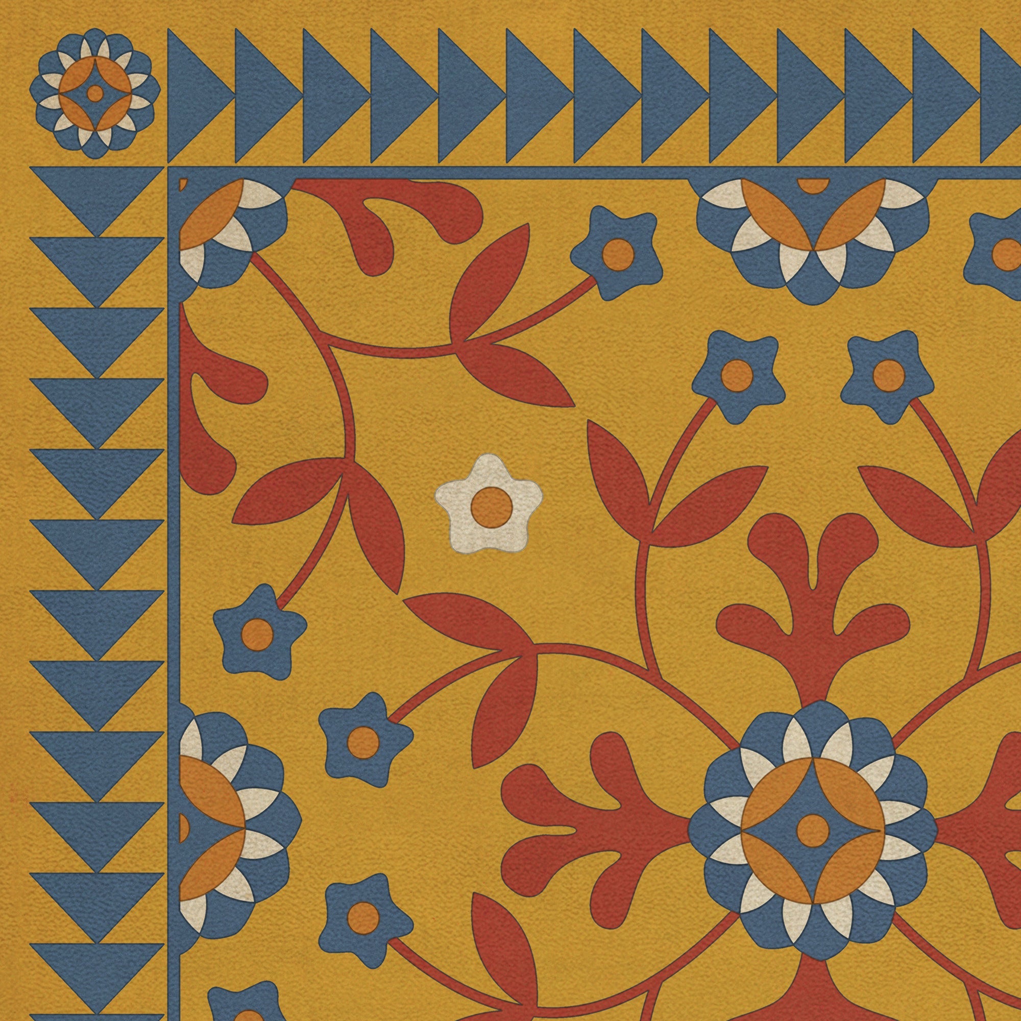 Folk Art Museum Whig Rose Hope Springs Eternal Vinyl Floor Cloth