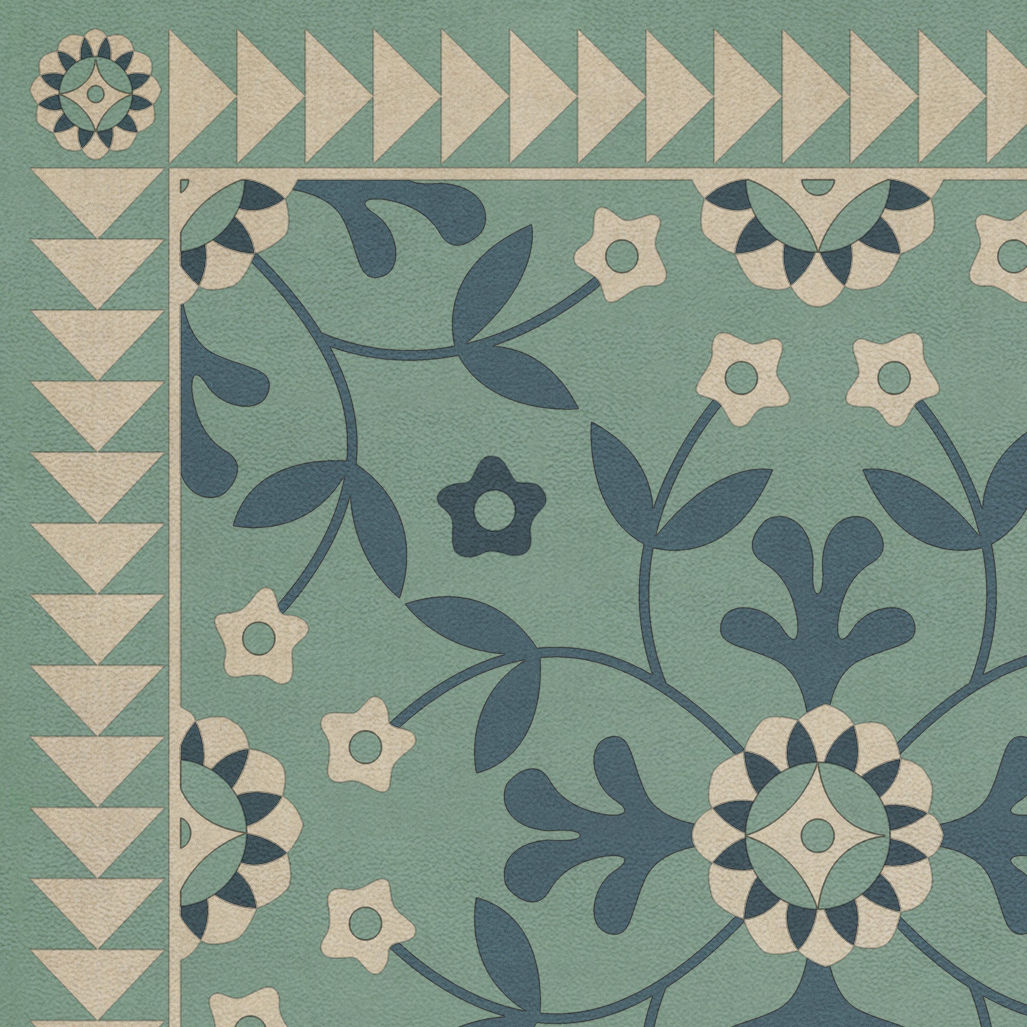 Folk Art Museum Whig Rose Life Is A Journey Vinyl Floor Cloth