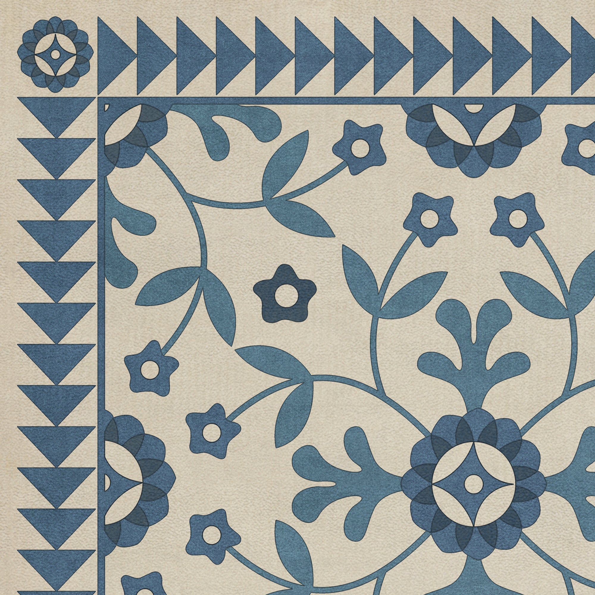 Folk Art Museum Whig Rose The Day Has Eyes Vinyl Floor Cloth