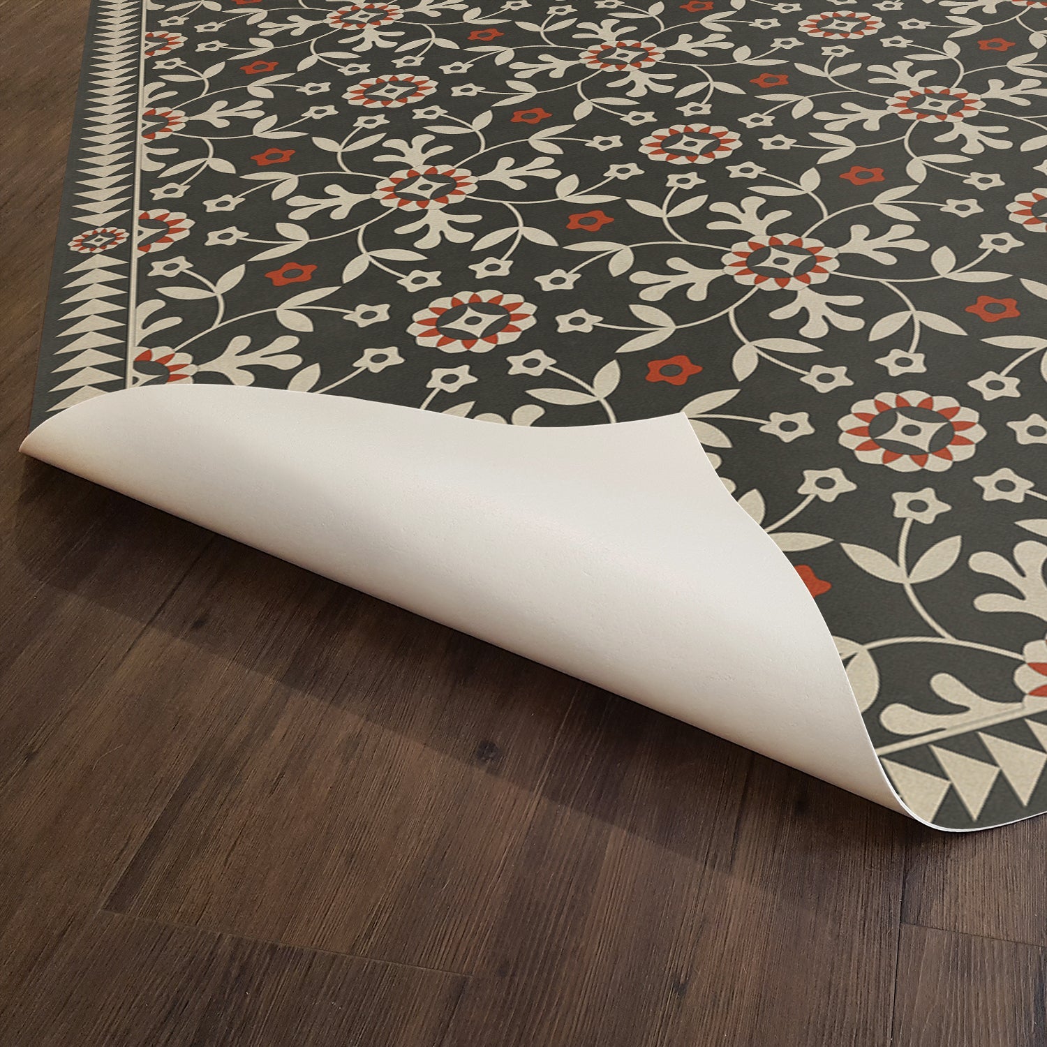 Folk Art Museum Whig Rose Time Takes It All Vinyl Floor Cloth