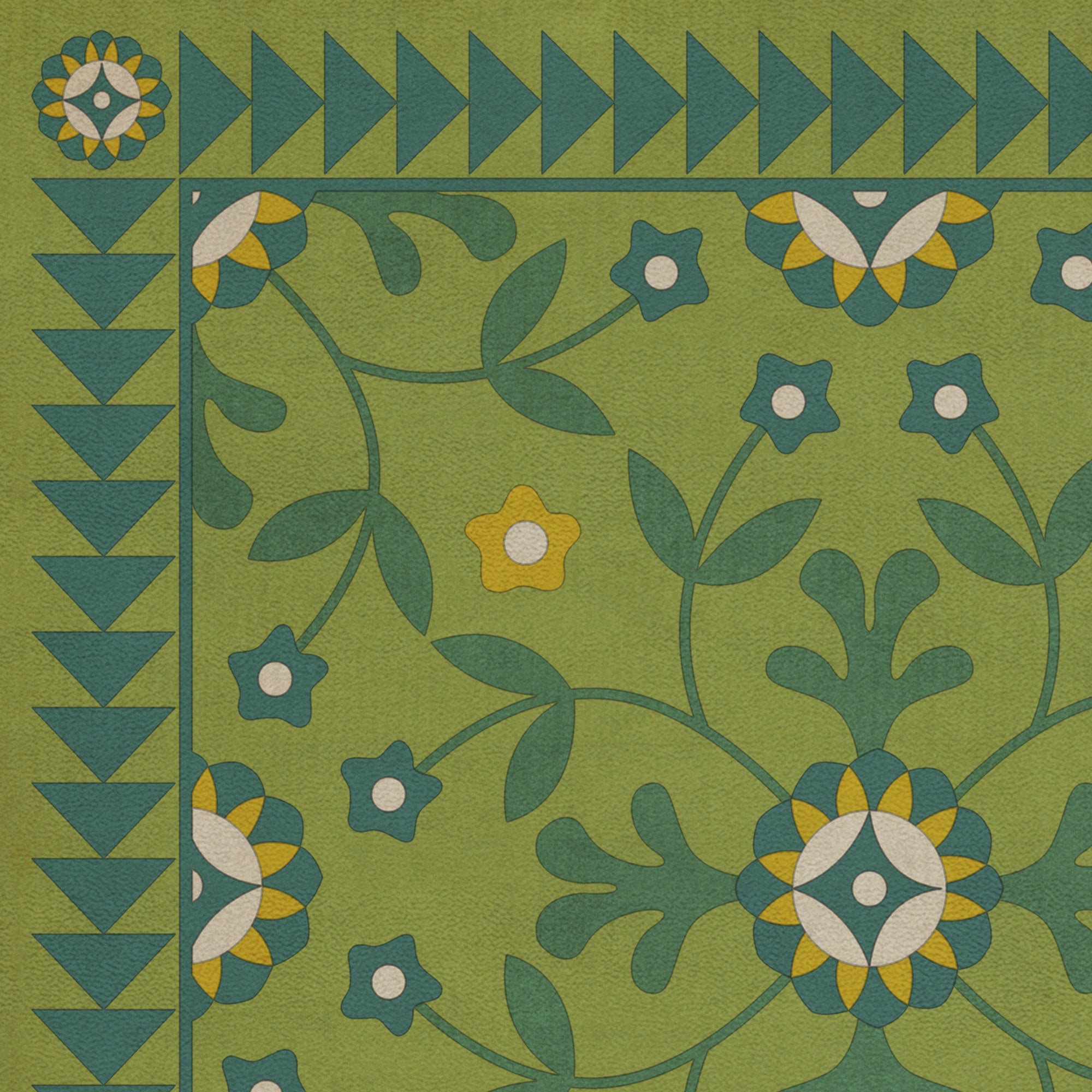 Folk Art Museum Whig Rose We Have Only Today Vinyl Floor Cloth