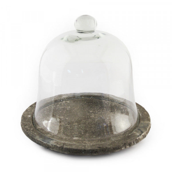 Glass Cloche With Cement Base