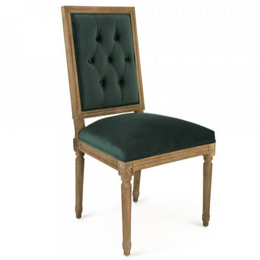 Green Velvet Louis Side Chair