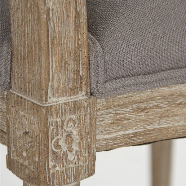Grey Linen Medallion Arm Chair