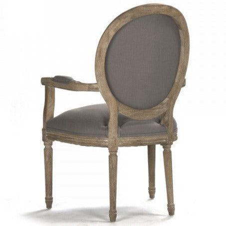 Grey Linen Medallion Arm Chair