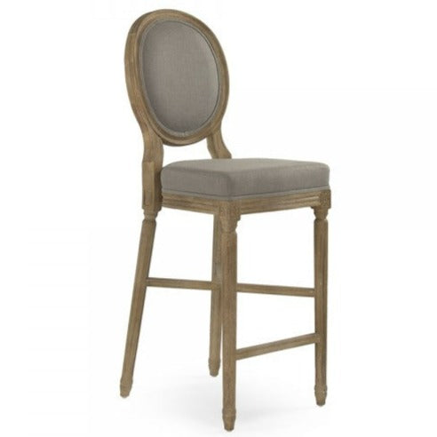 Grey Linen Medallion Bar Stool
