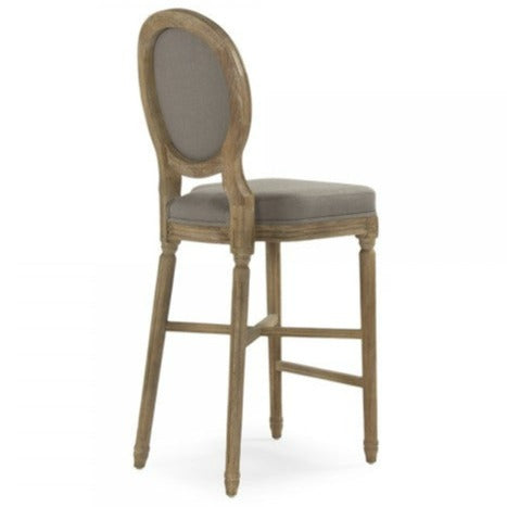 Grey Linen Medallion Bar Stool
