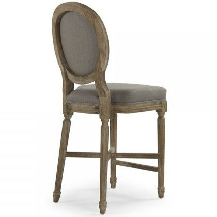 Grey Linen Medallion Counter Stool
