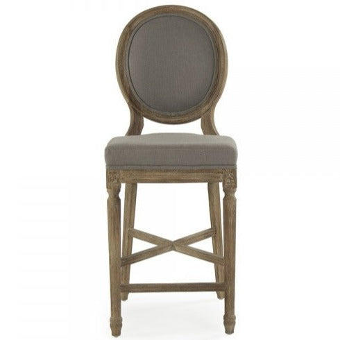 Grey Linen Medallion Counter Stool