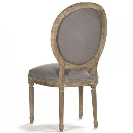 Grey Linen Medallion Side Chair