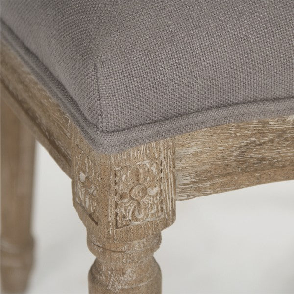 Grey Linen Medallion Side Chair