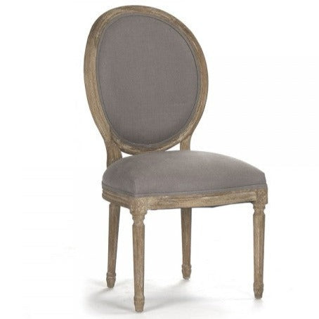 Grey Linen Medallion Side Chair