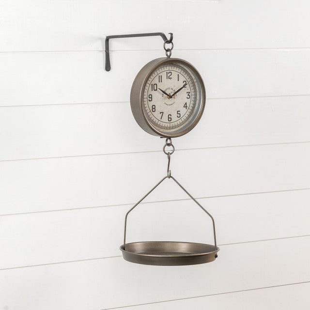 Grey Metal Produce Scale Clock