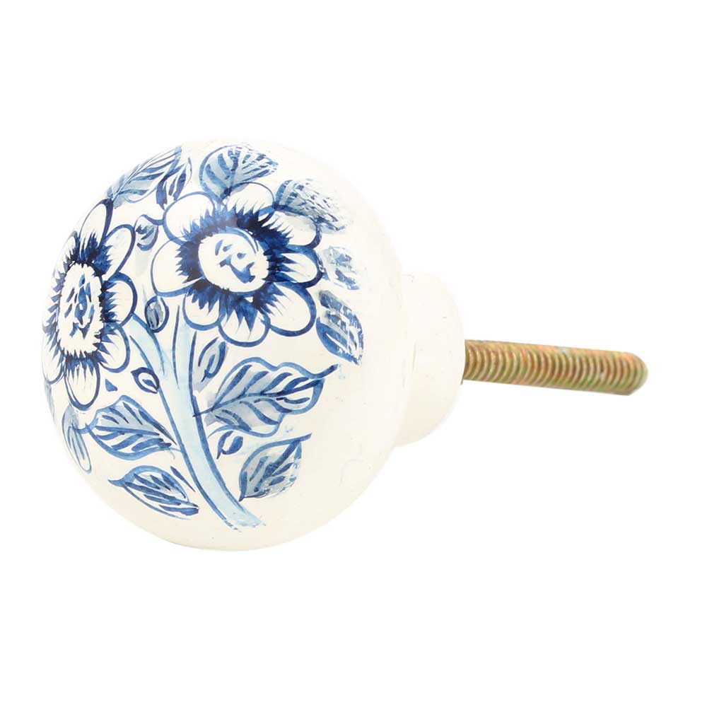Hand Painted Blue Floral Knob