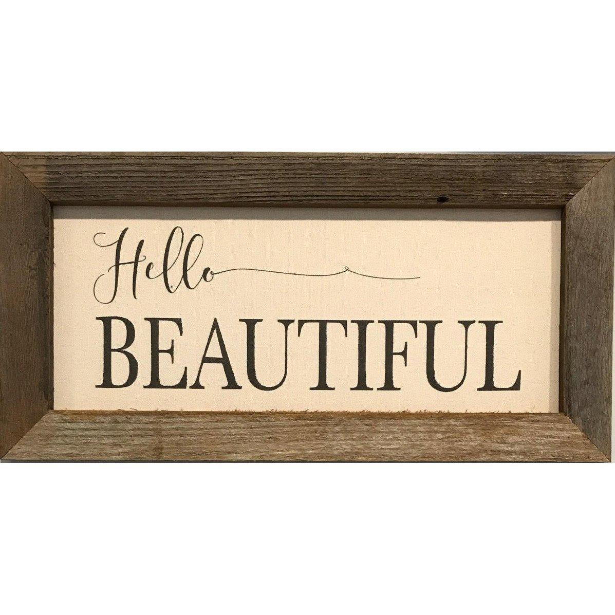 Hello Beautiful Reclaimed Wood Framed Canvas Print