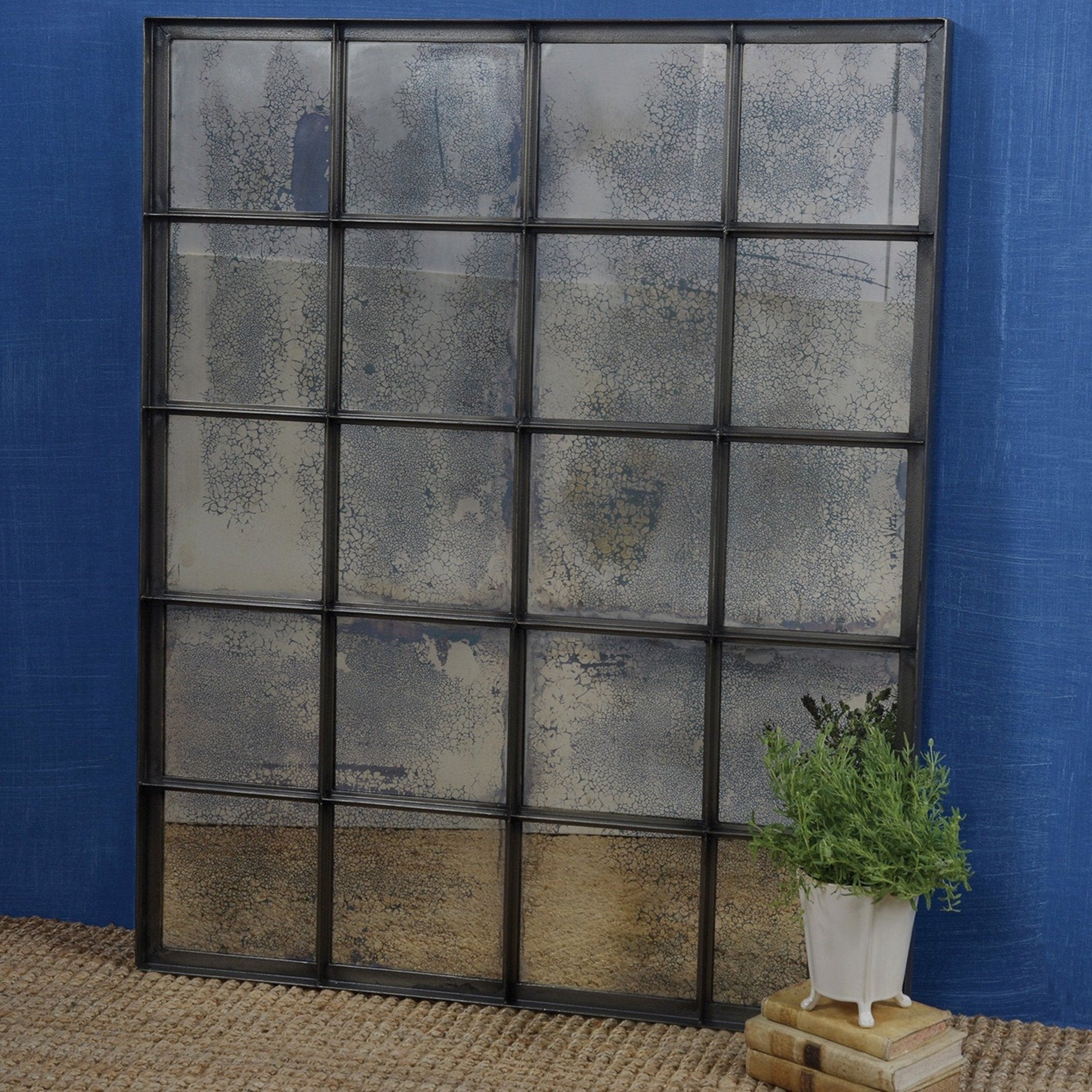 Iron Paned Antiqued Mirror