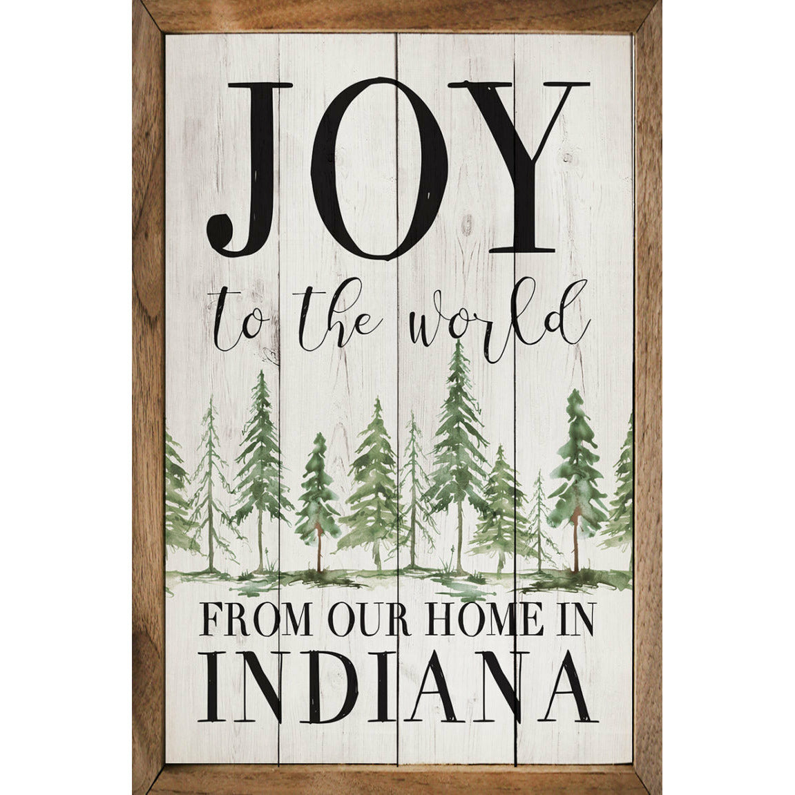 Joy To The World Personalized State Wood Framed Print