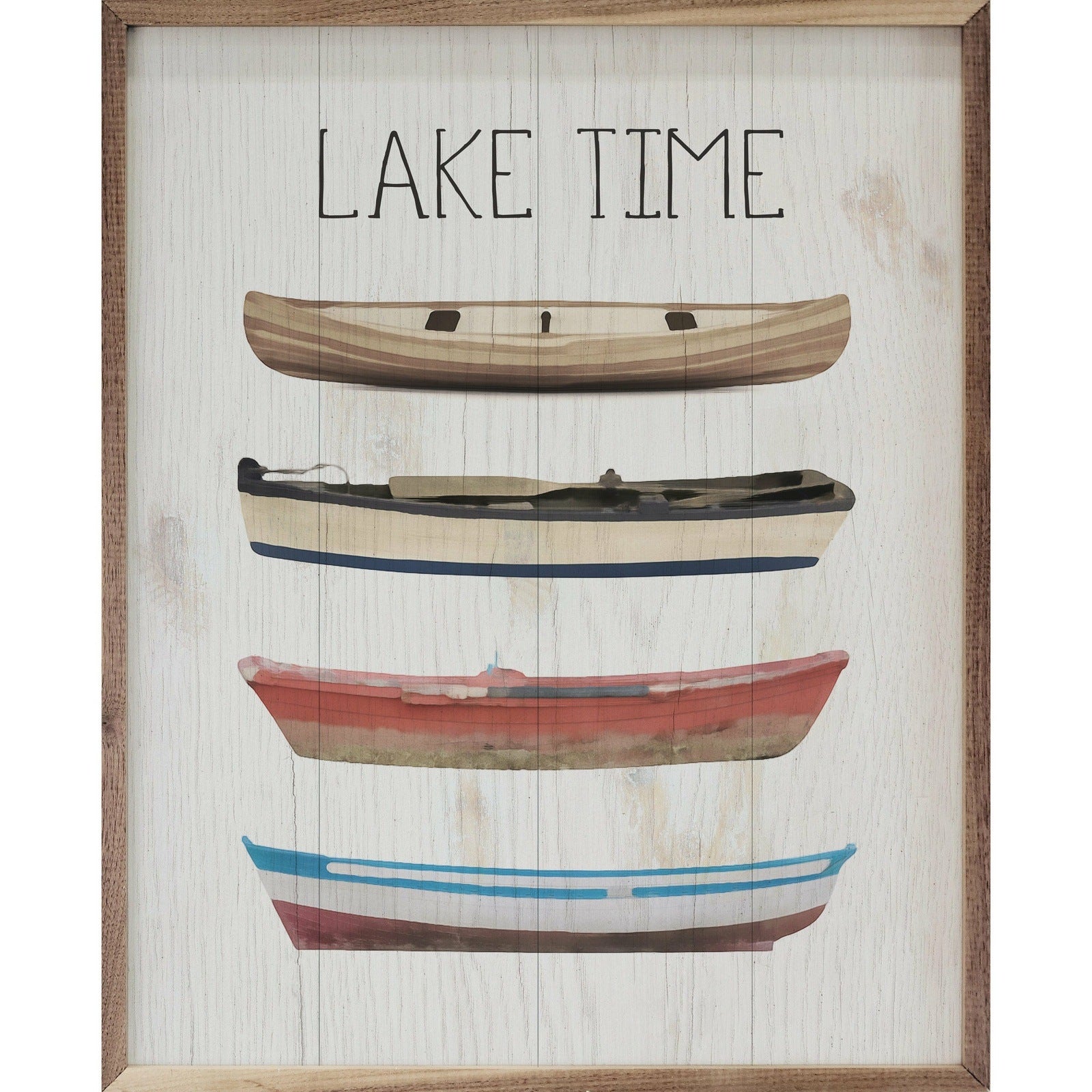 Lake Time Boats Wood Framed Print