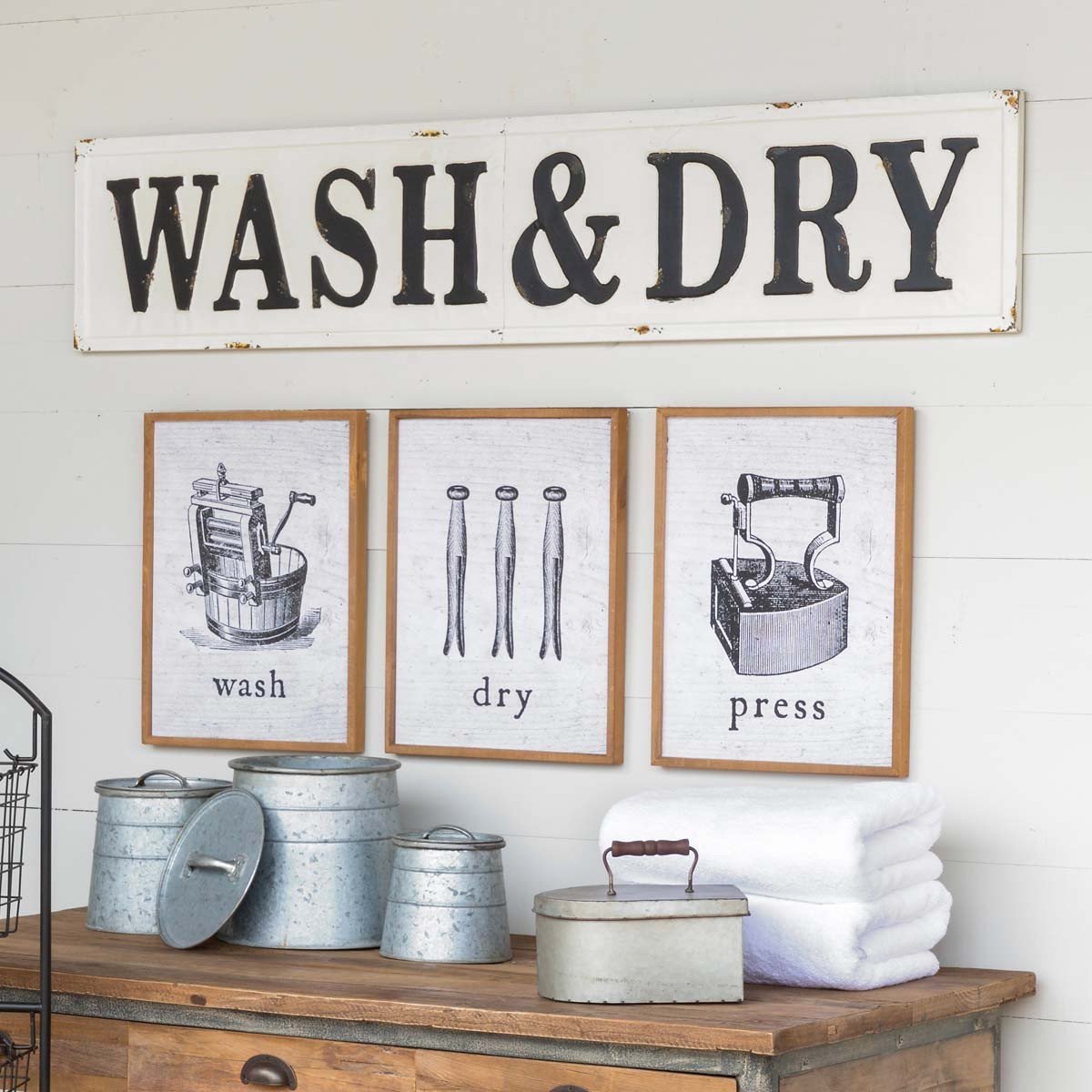 Large Embossed Wash &amp; Dry Sign