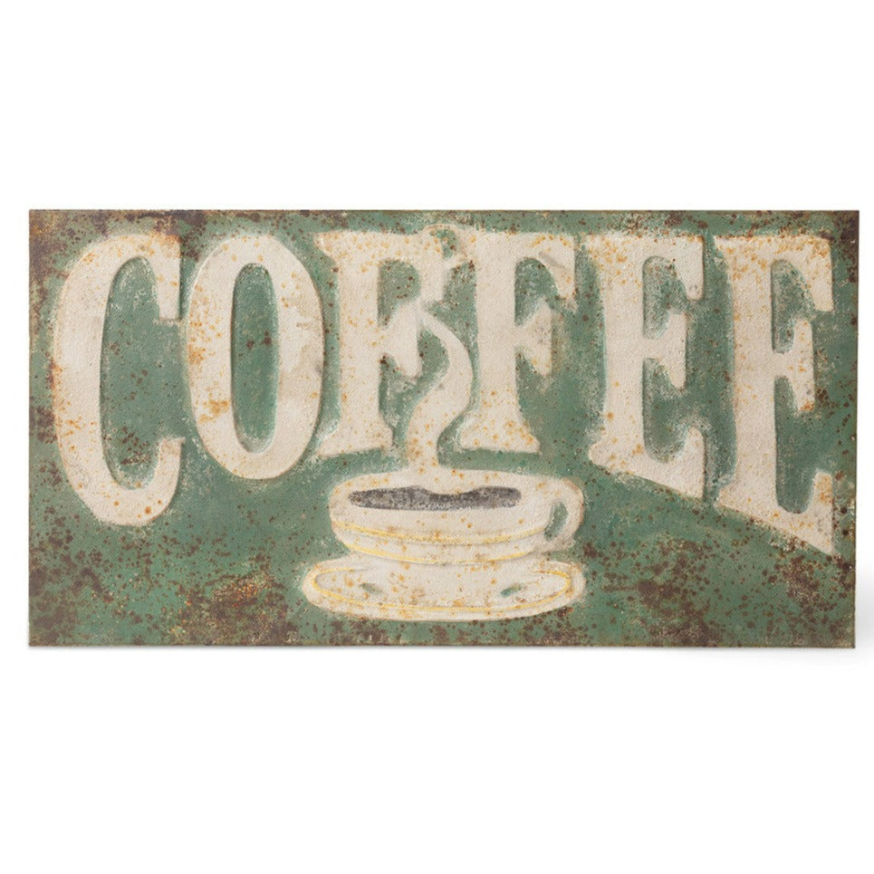 Large Green Metal Coffee Sign