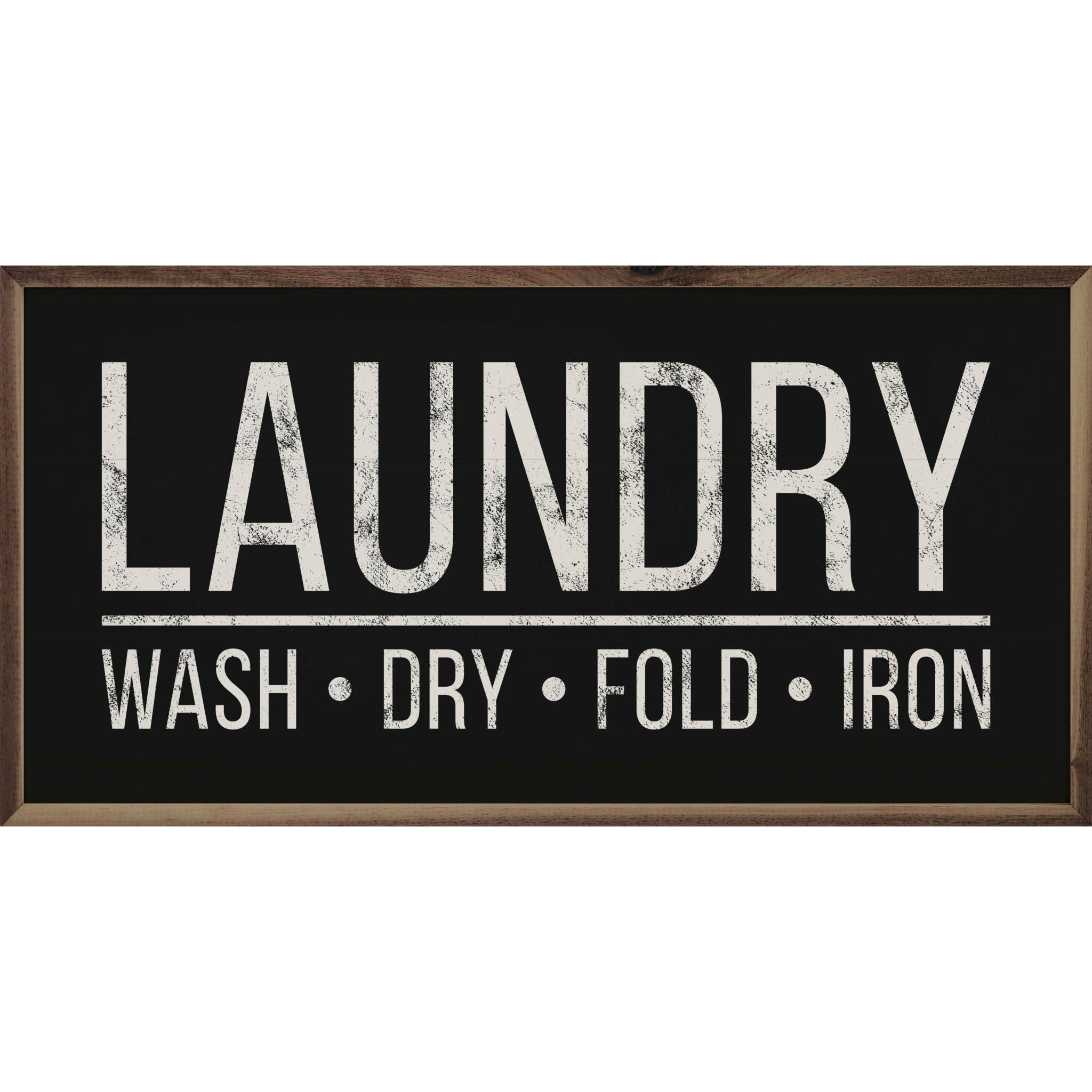 Laundry Wash Dry Fold Iron Wood Framed Print