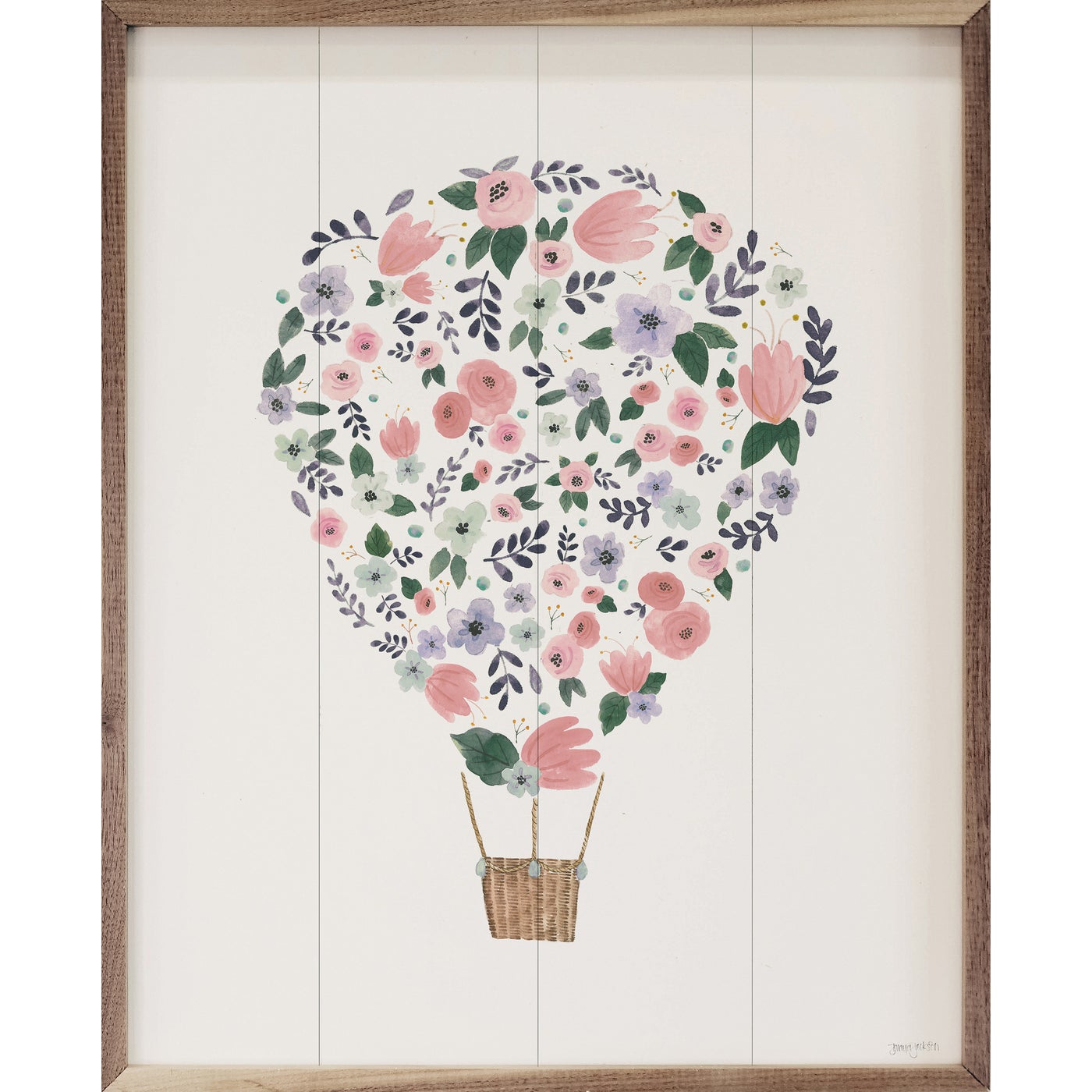 Lets Chase Rainbows Hot Air Balloon By Jenaya Jackson Wood Framed Print