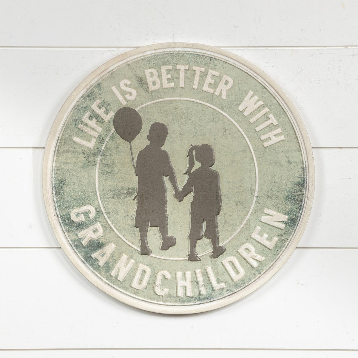 Life Is Better With Grandchildren Round Metal Sign