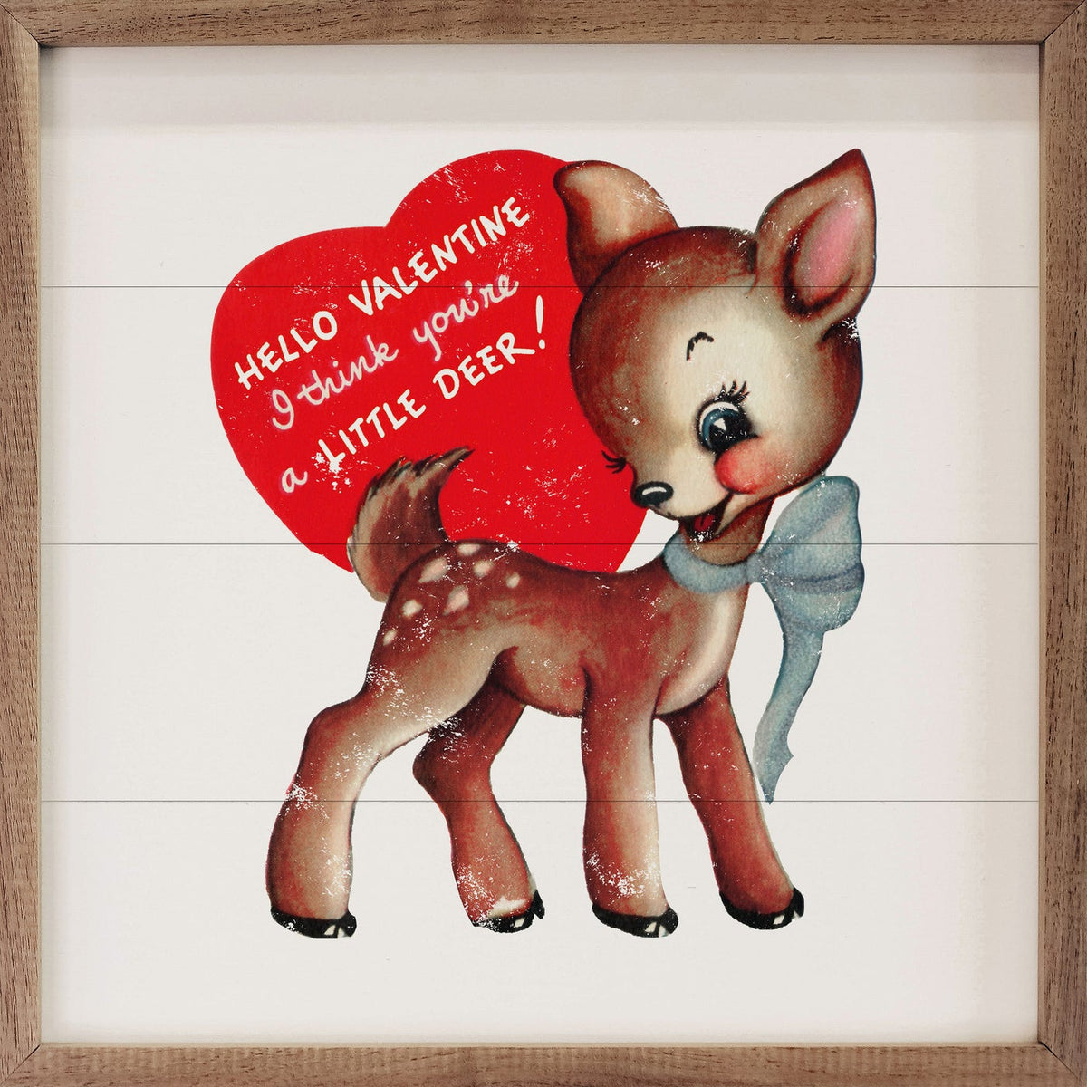 Little Deer Valentine Wood Framed Print | A Cottage in the City Framed Vintage Valentines main image 0