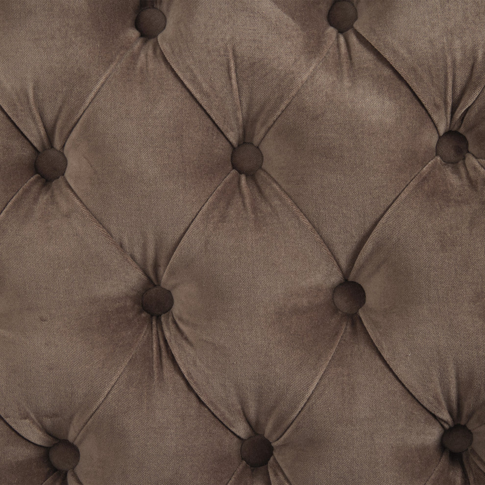 Lorraine Velvet Brown Tufted Arm Chair