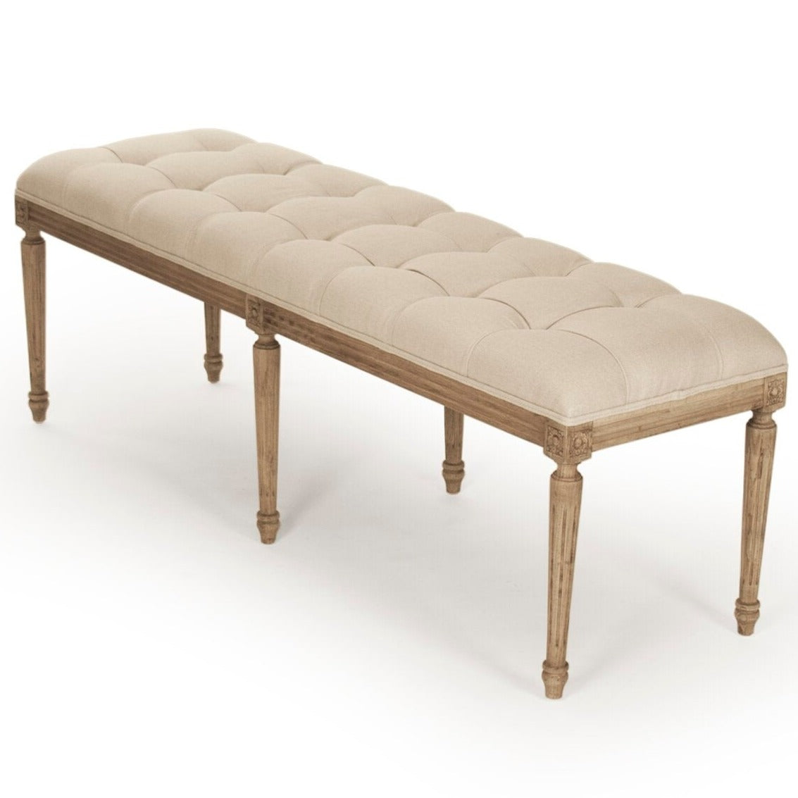 Louis Natural Linen Tufted Bench