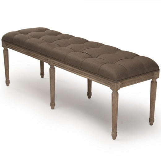 Louis Tufted Bench Aubergine Linen
