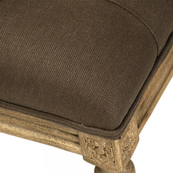 Louis Tufted Bench Aubergine Linen