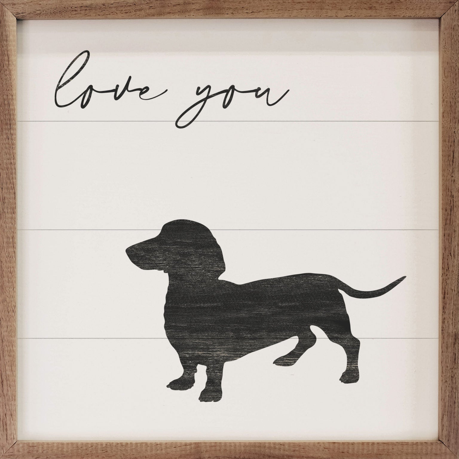 Love You Dachshund Wood Framed Print