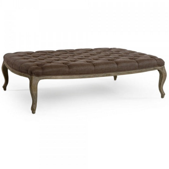 Maison Aubergine Linen Tufted Rectangular Ottoman
