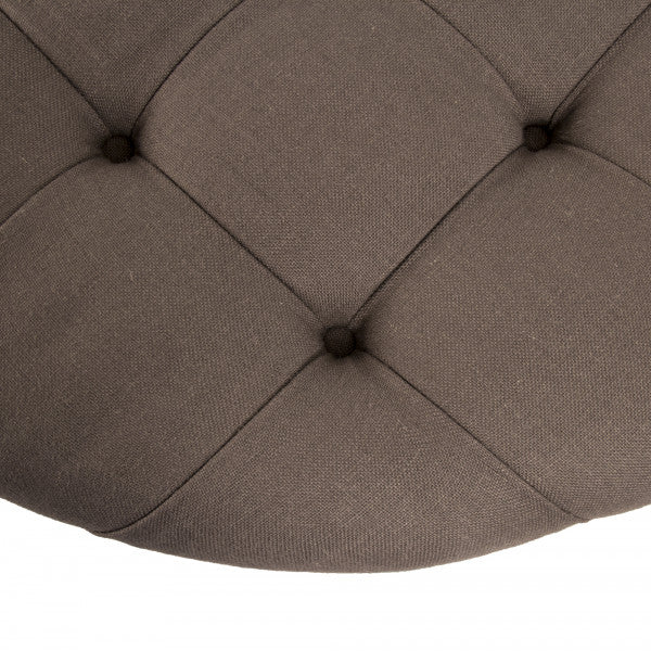 Maison Aubergine Linen Tufted Round Ottoman