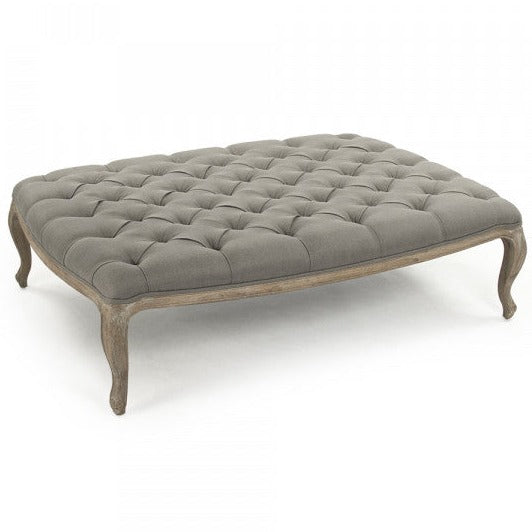 Maison Grey Linen Tufted Rectangular Ottoman