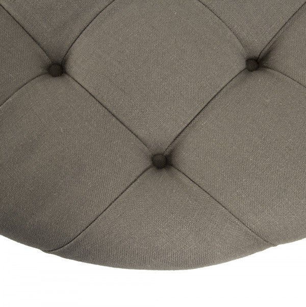 Maison Grey Linen Tufted Round Ottoman
