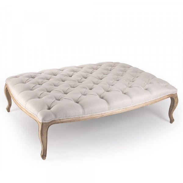 Maison Natural Linen Tufted Rectangular Ottoman