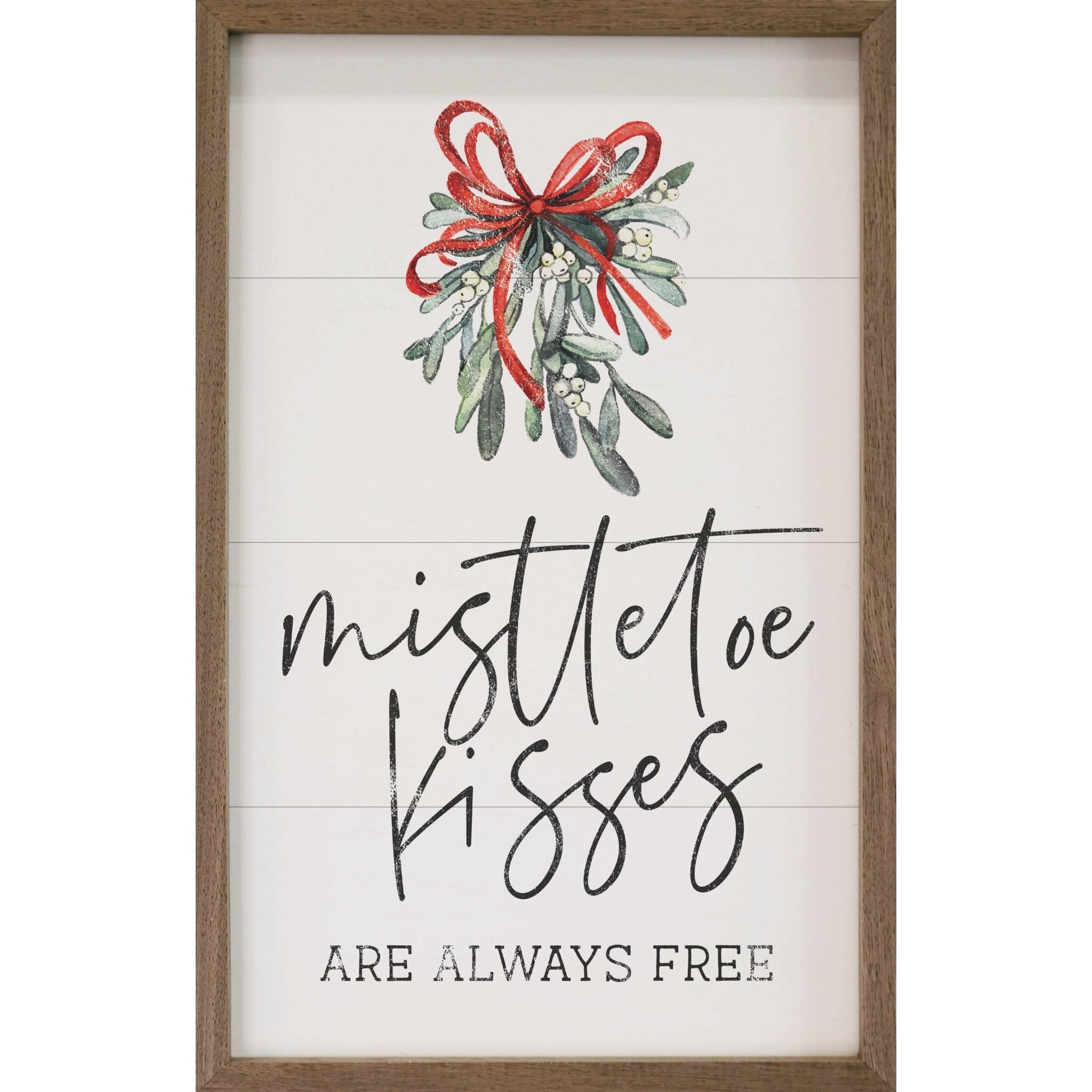 Mistletoe Kisses Wood Framed Print