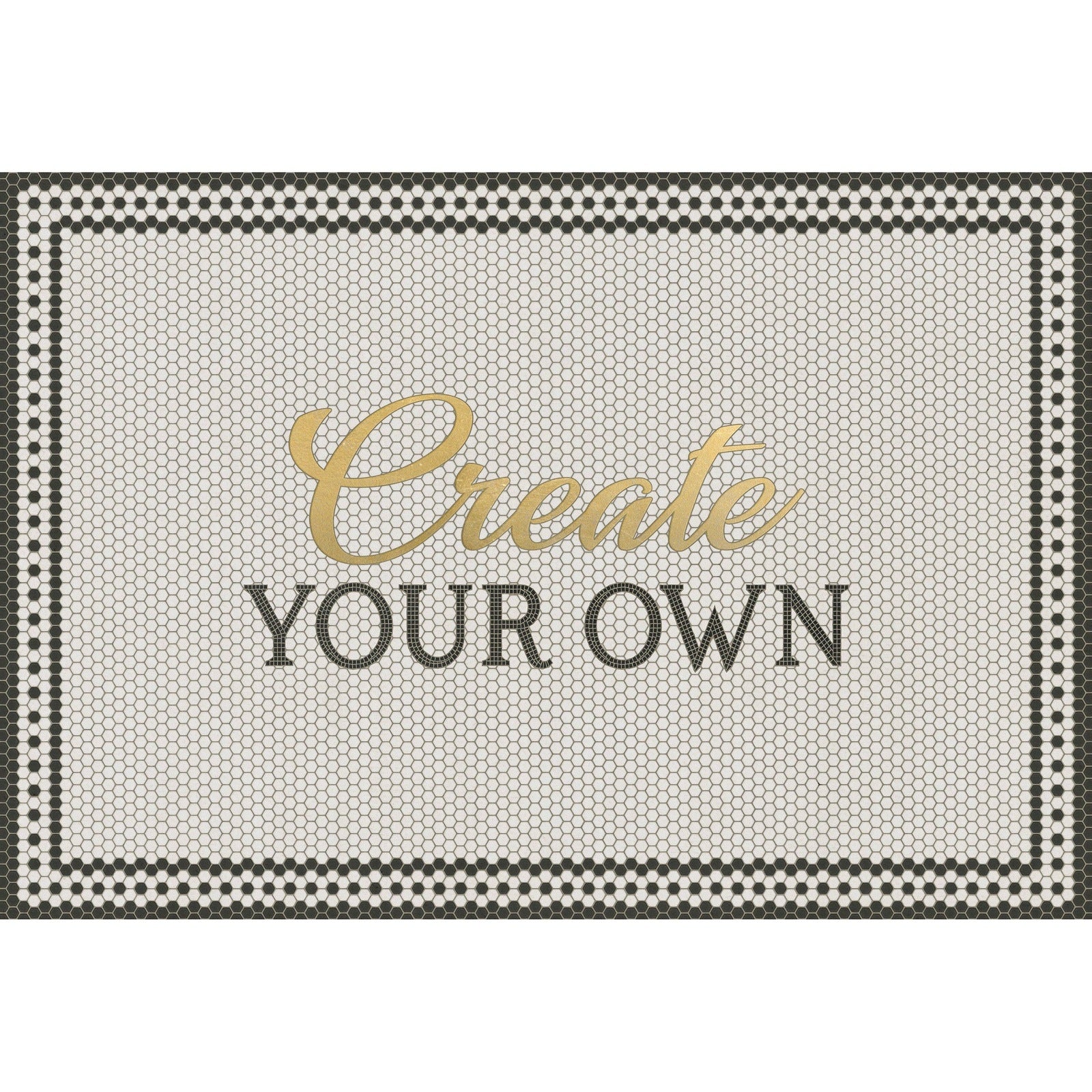 Mosaic 8th Avenue Customized With Gold Script Vinyl Floor Cloth