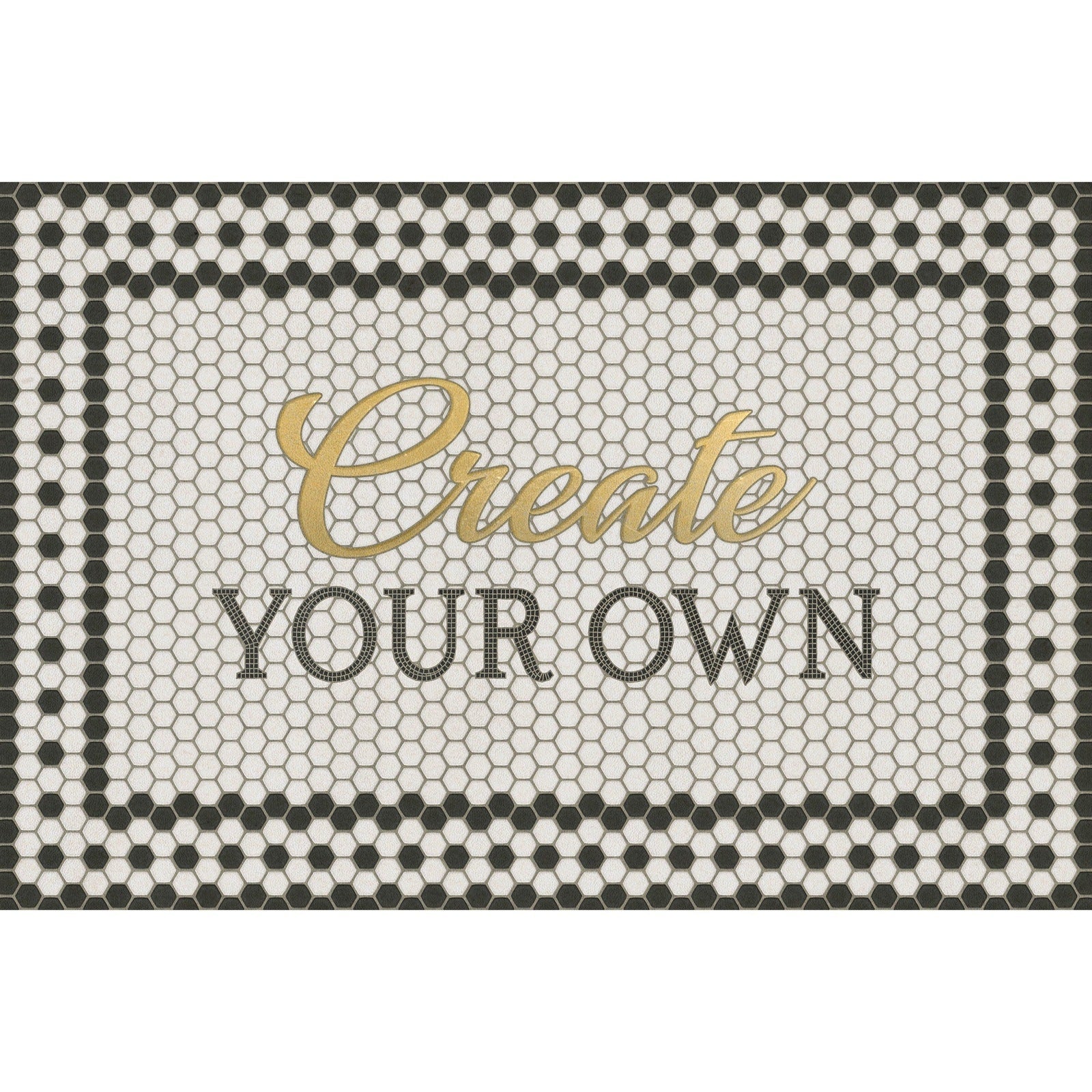 Mosaic 8th Avenue Customized With Gold Script Vinyl Floor Cloth