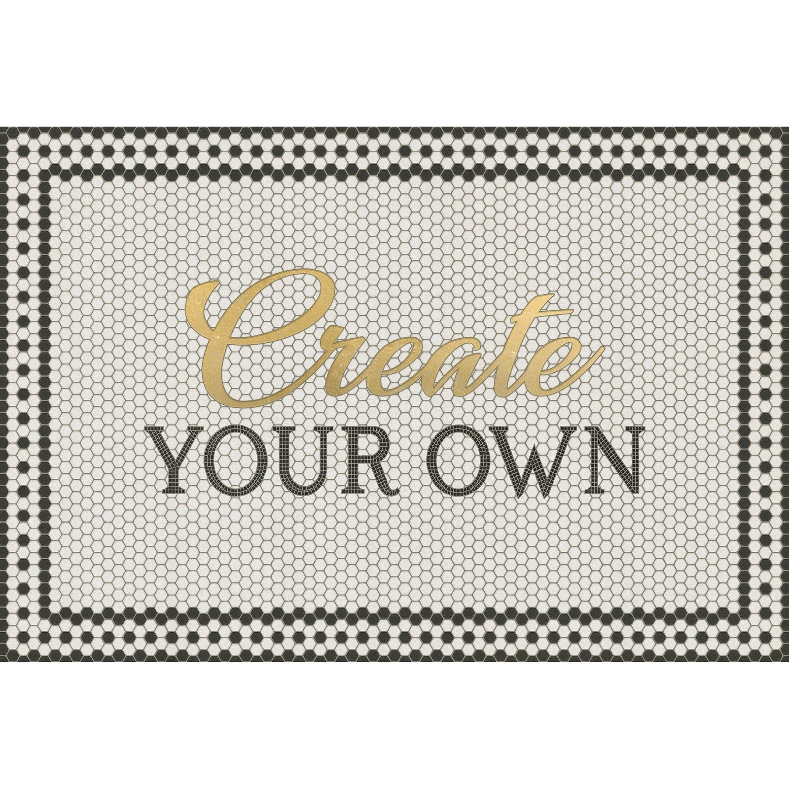 Mosaic 8th Avenue Customized With Gold Script Vinyl Floor Cloth