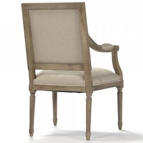 Natural Linen Louis Arm Chair