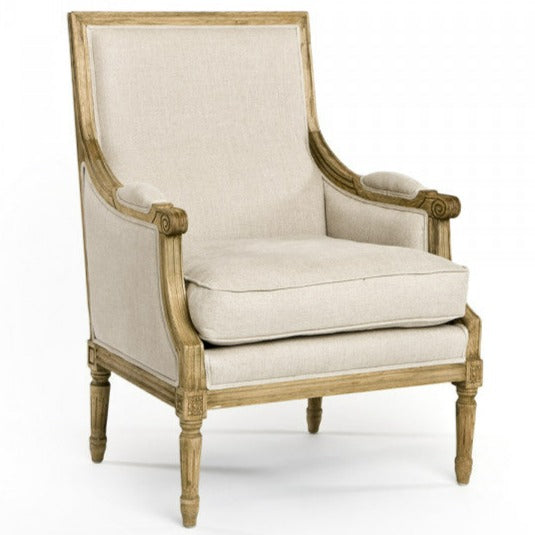 Natural Linen Louis Club Chair