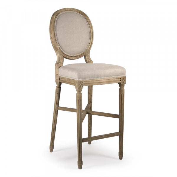 Natural Linen Medallion Bar Stool