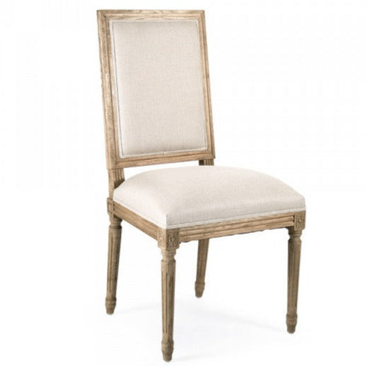 Natural Linen &amp; Oak Louis Side Chair